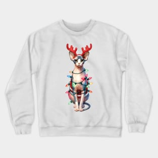 Christmas Red Nose Sphynx Cat Crewneck Sweatshirt